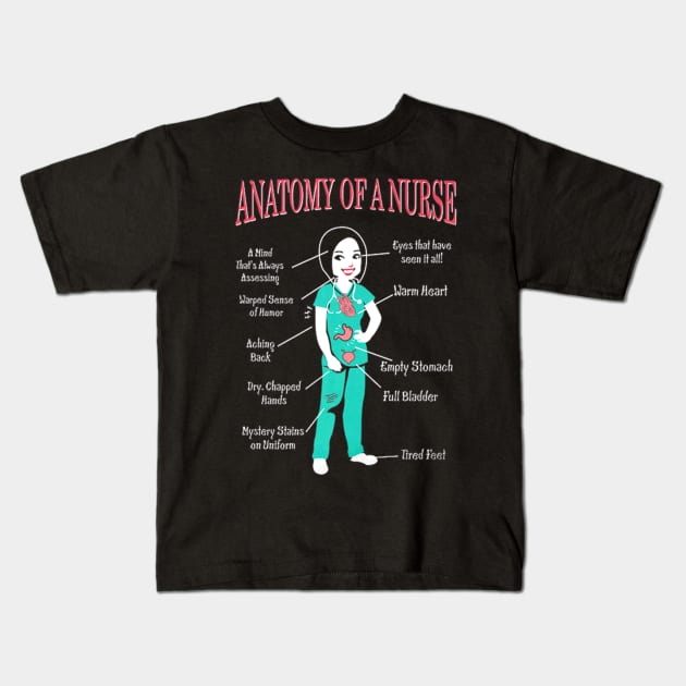 Anatomy Of A Nurse For Christmas Kids T-Shirt by Stick Figure103
